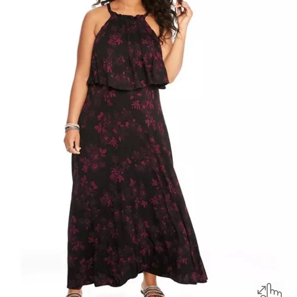 Torrid Stencil Flower Floral High Neck Jersey Maxi Dress Size 2X